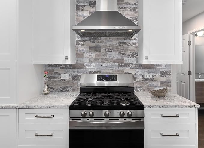 StyloVue 4 Pieces Peel and Stick Backsplash for Kitchen, 3" x 6" PVC Subway Tile Upgraded Distressed Wood Backsplash Stick on Tile Elevate Kitchen, Bathroom, Fireplace,RV - Image 8
