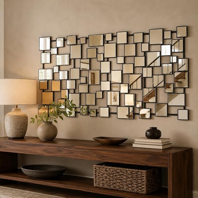 Large Modern Wall Mirror - 27.55"x55.1" Black Wall Mirrors Metal Framed Decorative Mirror for Entryway Bedroom Living Room Home Decor - Image 5