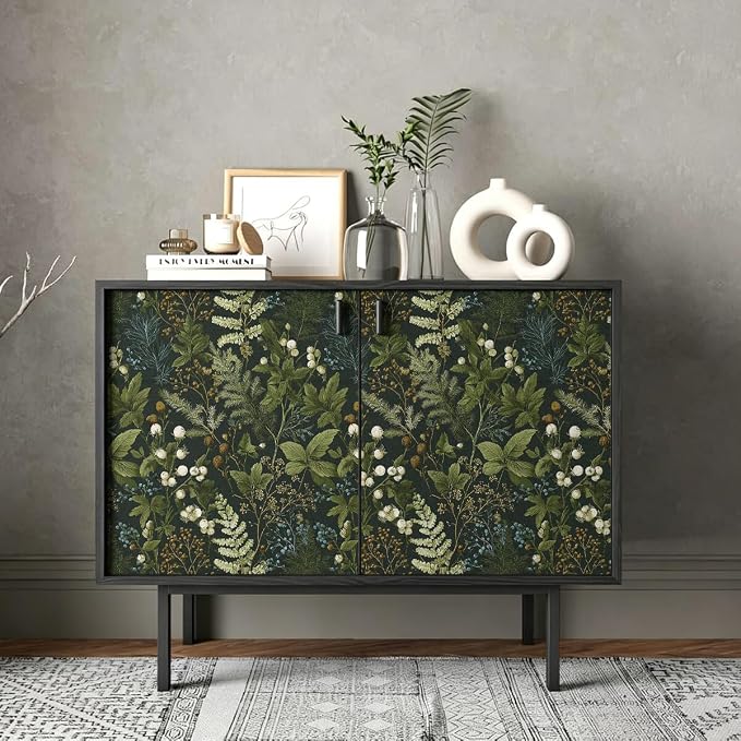 Nukofal Dark Floral Peel and Stick Wallpaper for Bathroom 16.9inx196.8in | Floral Contact Paper Dark Green Wallpaper Peel and Stick Leaf Waterproof Self Adhesive Removable for Kitchen Wall Decorative - Image 3