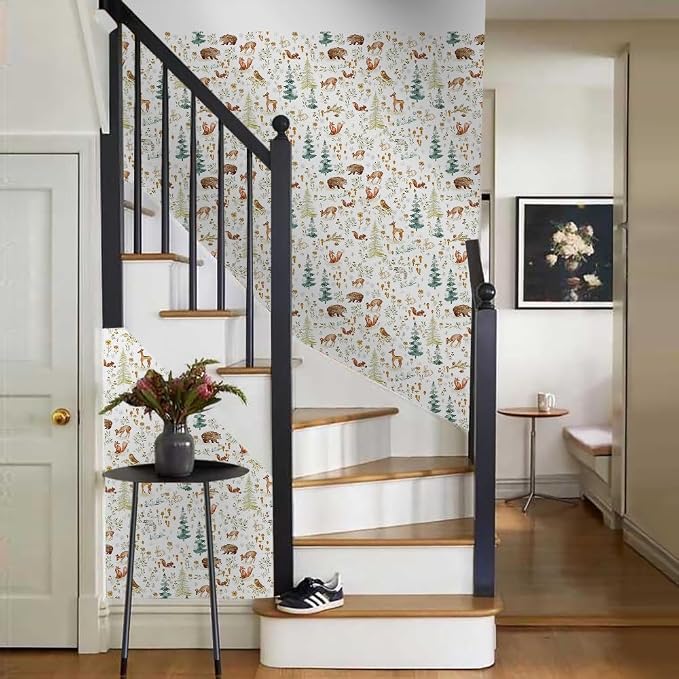 Fairy Animals Forest Deer Cute Owl Rabbits Trees White Peel and Stick Wallpaper Wall Decor Self Adhesive Wall Paper Stick on Easy Peel Off Contact for Renter Apartment - Image 6