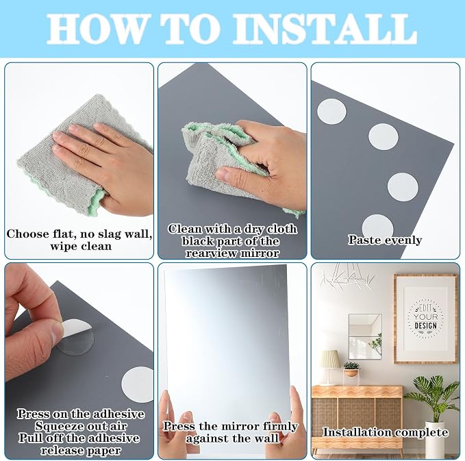 Sibba 1 PC Unbreakable Acrylic Flexible Mirror Peel and Stick Mirror Sheet - Image 8
