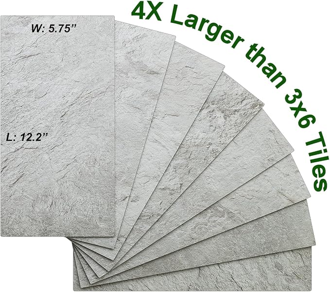 AULIGET 2-Piece Light Slate Peel and Stick Backsplash Wall Tiles, 6" x 12" PVC Faux Stone Stick on Tiles for Backsplash Kitchen, Bathroom, Laundry Room, Camper, Fireplace - Image 3
