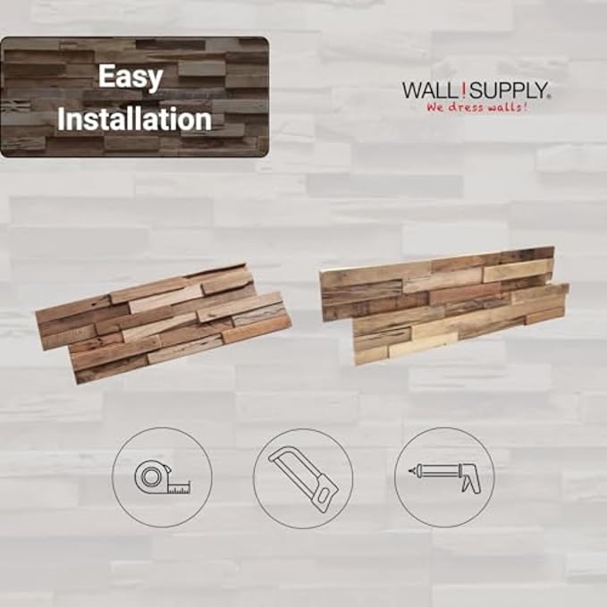 Wall!Supply 3D Wall Panels – Reclaimed Rustic Asian Teak Wood – Home Decor Wallpaper Alternative for Living Room, Bedroom & Office – Easy DIY Installation – 10 Pack, Covers 9.6 Sq Ft | Real Reclaimed Asian Teak, Wallpaper Alternative, Easy DIY Installa... - Image 8