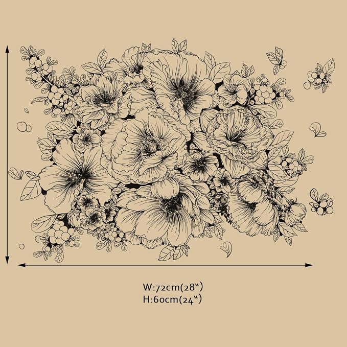 Runtoo Large Black and White Flower Wall Art Decals Boho Floral Wall Stickers for Bedroom Living Room Office Adult Home Decor - Image 5