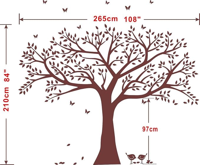 Giant Family Photo Tree Wall Decal Wall Sticker Vinyl Mural Art for Home Decor Room Decor (Brown) - Image 6