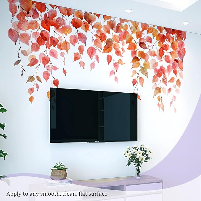Autumn Leaves Wall Decals Peel and Stick, Large Leaves Vines Vinyl Wall Stickers, Removable Vine Home Decor Art for Bedroom Living Room Classroom Office - Image 5