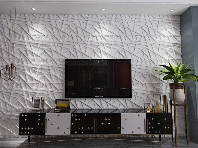 Art3d Decorative 3D PVC Wall Panel for Interior Décor, 12-Pack 19.7 x 19.7 in., 32 Square Feet, Stripes - Image 2