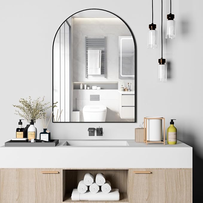 Arched Wall Mirror for Bathroom, 30"x40" Arched Mirror Wall Mounted Mirror with Metal Frame, Black Vanity Mirror Decor for Mantle, Bedroom, Entryway, Living Room - Image 4