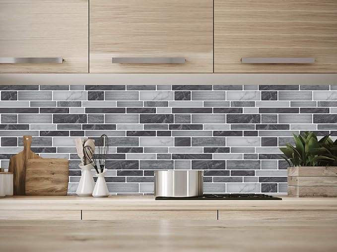 Art3d 10-Pack Marble Wall Tile Peel and Stick Backsplash, 12 x 12 in, Grey | Strong Adhesion, Lightweight, Cuttable, Waterproof, Fadeless, Crack Resistant, for Kitchen, Bedroom, Ideal for Recently Moved - Image 3