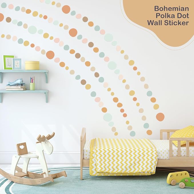 TaoBary 15 Sheet 300 Pcs Irregular Polka Dot Boho Wall Decals,Elegant Color | Removable Modern Vinyl Boho Wall Stickers Terrazzo Pattern for Playroom Bedroom - Image 5