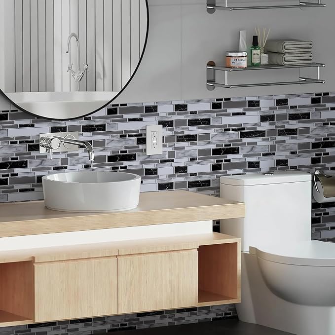 Livebor Kitchen Wallpaper Peel and Stick for Bathroom 11.8inch x 78.7inch | Kitchen Contact Paper Backsplash Tiles Wallpaper Peel and Stick Waterproof Countertop Wallpaper for Bathroom Cabinet Vinyl - Image 2
