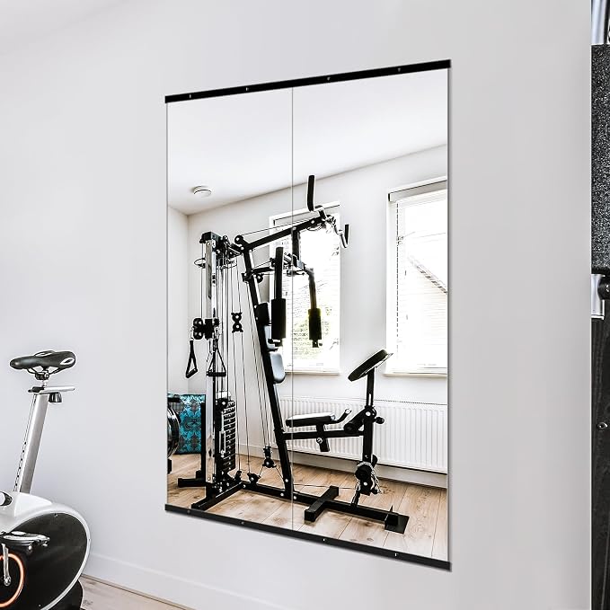 Home Gym Mirror for Wall, 60x25x2PCS Frameless Full Length Mirror, Black - Image 4