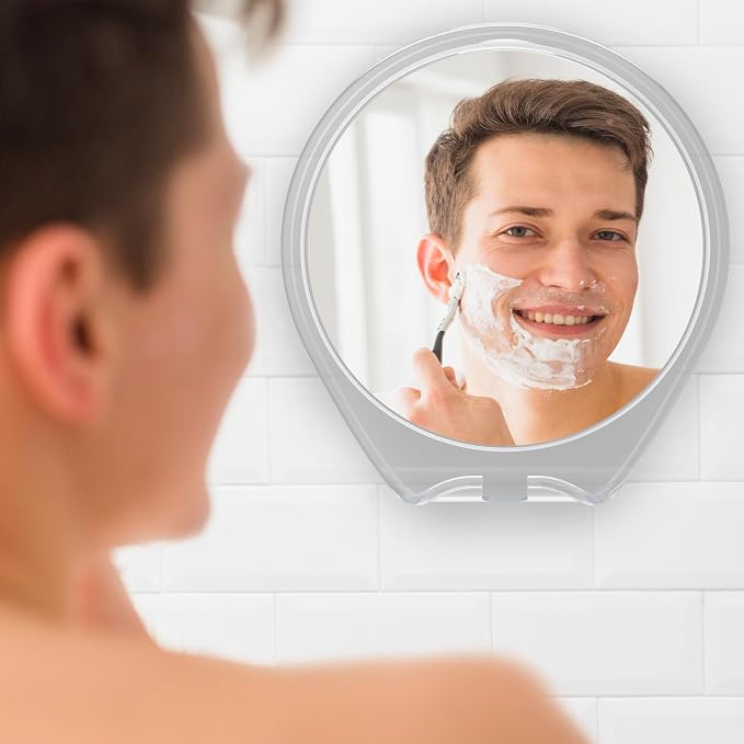 HONEYBULL Fogless Shower Mirror for Shaving with Suction Mount, White - Image 6