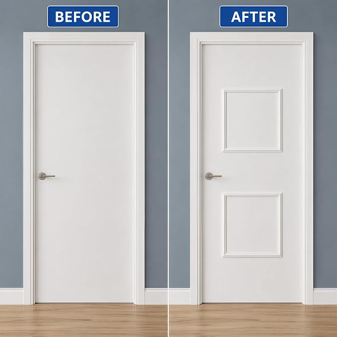 COUKIU Pre-Cut 2 Set Peel and Stick Door Molding Trim Kit, 20" x20" Premade Wainscoting Panels, Self Adhesive Wall Moulding Panel for Interior Walls Picture Frame - Image 4