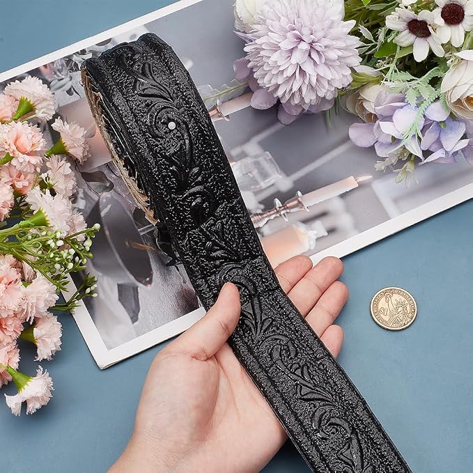 CRASPIRE 90x1.8in Peel Stick Foam Molding Black Baseboard Trim Self Adhesive Crown Flexible Foam Mirror Wallpaper Sticky Border 3D Wall Edging Lines Base for Hotel Home DIY Decoration - Image 3