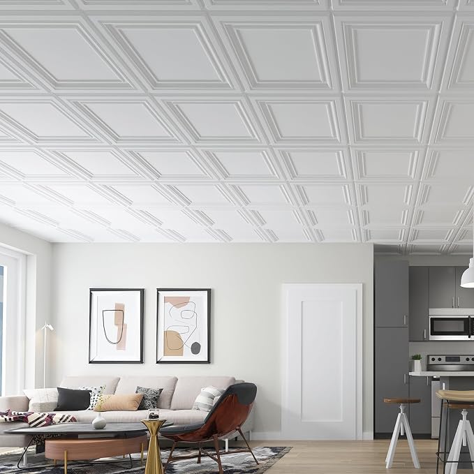 Art3d PVC Ceiling Tiles, 2'x2' Plastic Sheet in Pure White (48-Pack, Multi-Pack) - Image 2