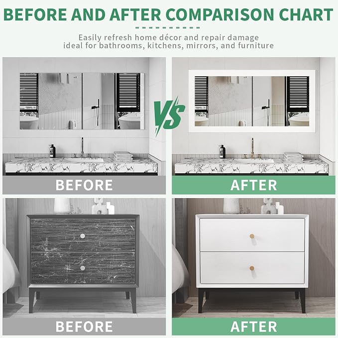 Peel and Stick Wallpaper Borders 390” x 2.36” Self Adhesive Mirror Frame Border Wood Grain DIY for Kitchen Bathroom Mirror Removal Border Sticker Wall Decor Cover 6.4 Sq.Ft, White Wood - Image 2