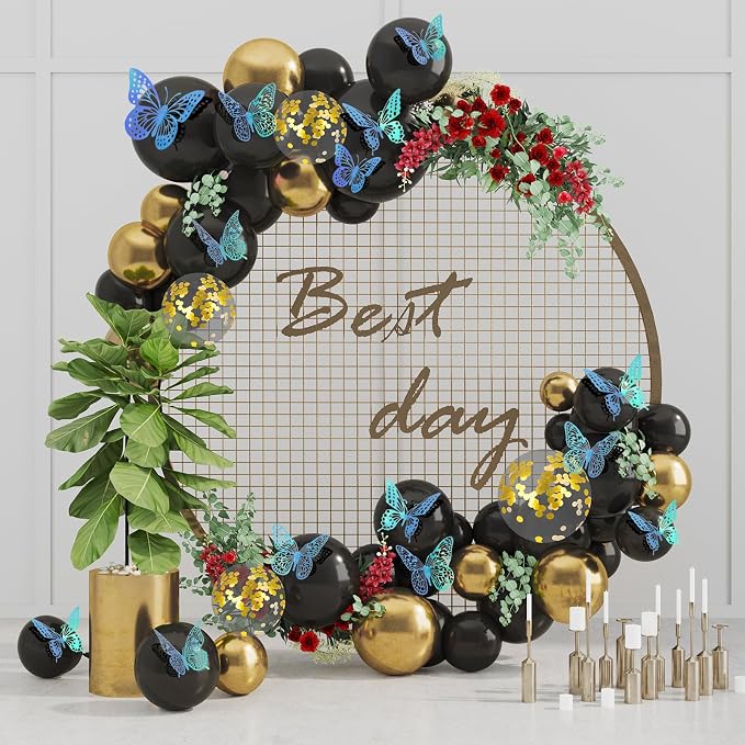 SAOROPEB 3D Butterfly Wall Decor 48 Pcs Laser Blue Butterfly Decorations | 4 Styles 3 Sizes, Butterfly Birthday Decorations Butterfly Party Decorations Cake Decorations, Removable Stickers - Image 2