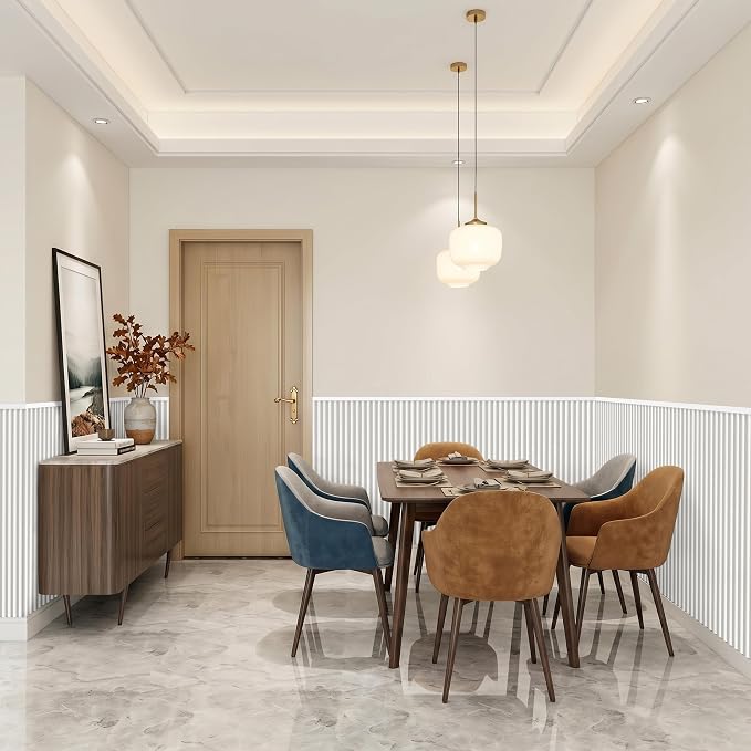 Wainscoting Panels for Living Room, Bedroom,Dining Room & Hallway | 17PCS 39 x 5 Inch Decorative White PS Waterproof Board and Batten Wall Panel for Interior Wall Décor- Covers 22.43 Sq.Ft - Image 2