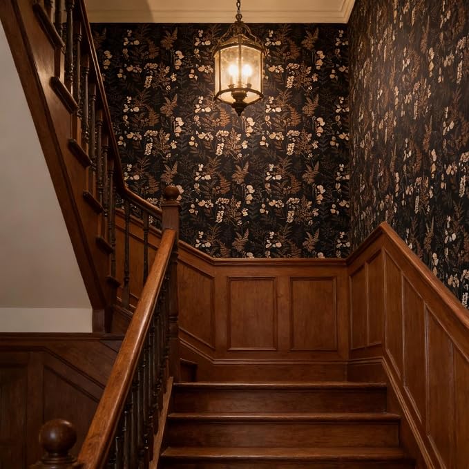 Moody Dark Vintage Floral Peel and Stick Wallpaper 17.7" x 70.8" | Self-adhesive removable waterproof vinyl wall covering with botanical pattern for renter-friendly bedrooms and accent walls - Image 7