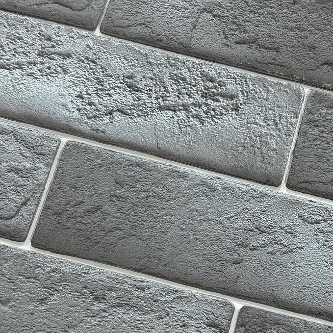 100 Whitewash Grey Faux Brick Wall Tiles, 3D Thin Brick Veneers for Bedroom, Bathroom, Kitchen, Fireplace and Fence Wall Panels (14.2 sq ft) by TORURAL