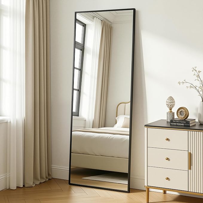 Antok Full Length Mirror, 58"x19" Floor Mirror with Stand, Black, Rect by AntokMirror
