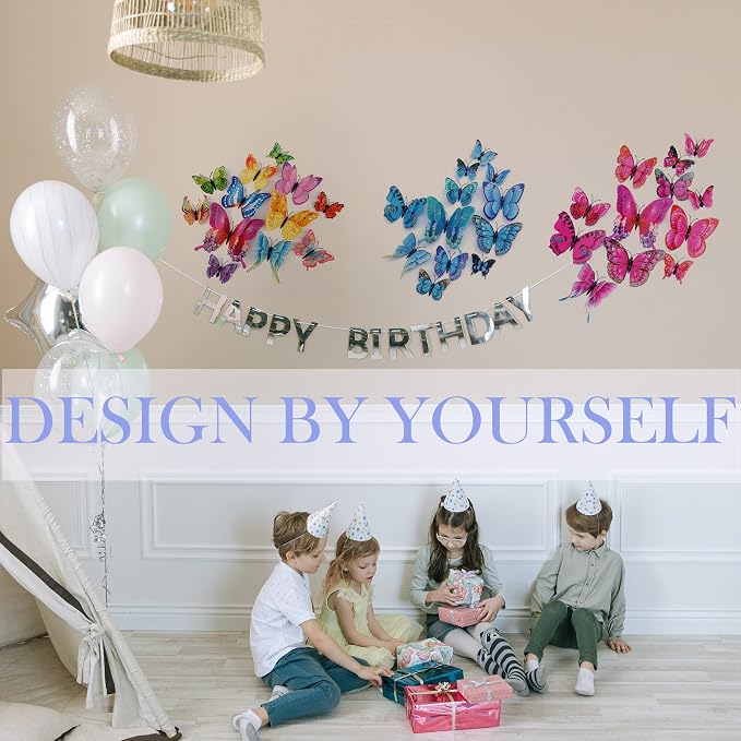 OPSEAM 3D Butterfly Wall Decor Butterfly Decorations Stickers with Magnets | 48 PCS Blue,12 Styles Double Layer Butterfly for Classroom Decoration,Locker Refrigerator, Reusable,Waterproof - Image 3