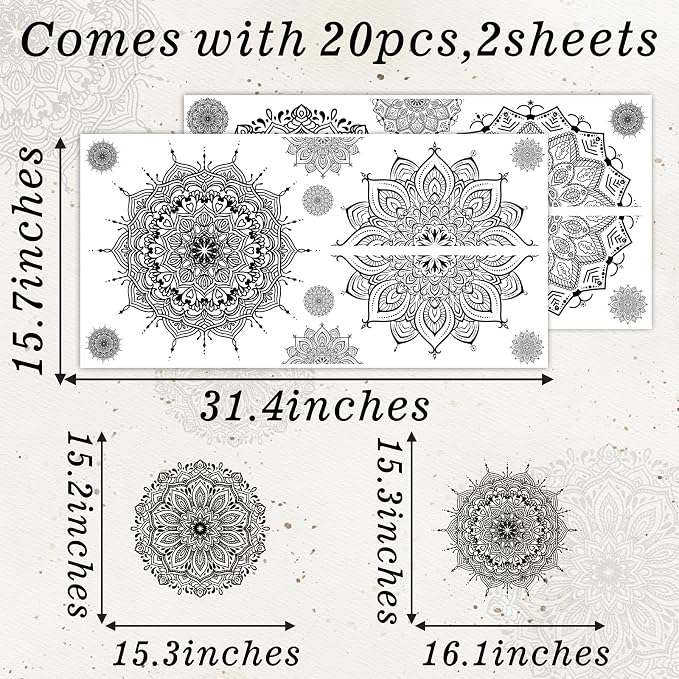Kazova Large Mandala Wall Sticker Black Peel and Stick Art Murals Boho Mandala Decals for Bedroom Living Room Farmhouse Yoga Home Decoration - Image 2
