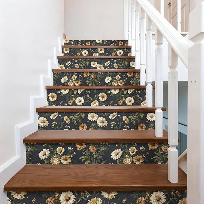 Livebor Dark Daisy Floral Wallpaper Peel and Stick Wallpaper16.9in x196.8in | Floral Contact Paper Vintage Daisy Flower Waterproof Wallpaper Self-Adhesive Removable Wall Paper for Bedroom Decorative - Image 8