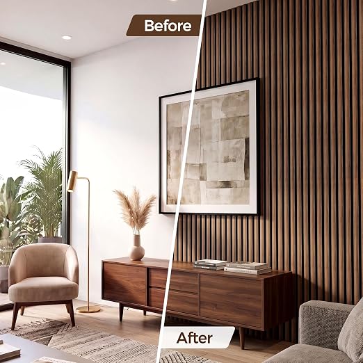 Acoustic Wood Slat Panels, Soundproof Wooden Wall Panels, 3D Fluted Panel for Interior Wall Decor, Living Room, Bedroom (Smoked Eucalyptus, 106 * 47.2 inch) - Image 5