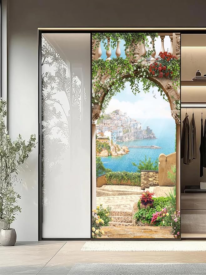 artfanke 3D Door Sticker Peel and Stick 33.5"x84.6" - Sea View Door Decal Wall Murals Wallpaper Waterproof for Home Decor (2 Sheets/Set) - Image 6