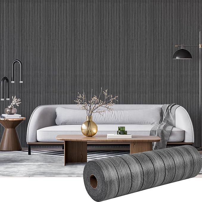 3D Wood Slat Wall Panels Peel and Stick Faux Wood Grain Thick Wallpaper 15.7"x236" Acoustic PET & IXPE Foam Paneling Self-Adhesive Decor for RV Living Room Bedroom Ceiling DIY Accent Wall Covering by Laceskyso