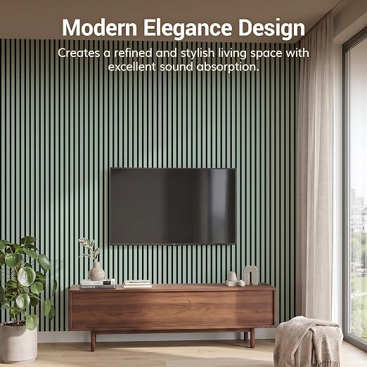 TONOR Wood Wall Panels for Interior Wall Decor, 2 Pack 47.2" x 23.6"(15.47ft²) Wood Slat Aacoustic Panels, Soundproof Wall Panels for Noise Cancelling and Decoration, Living Room, Office, Green - Image 6