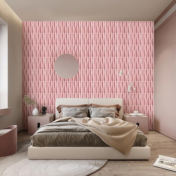 Heikki 30 Pack 3D Wall Panel for Interior Wall Décor, PVC Flower Textured Wall Panels for Living Room Bedroom Hotel Office, 11.8"x11.8", Double-Sided Tape (Pink-SP) - Image 7