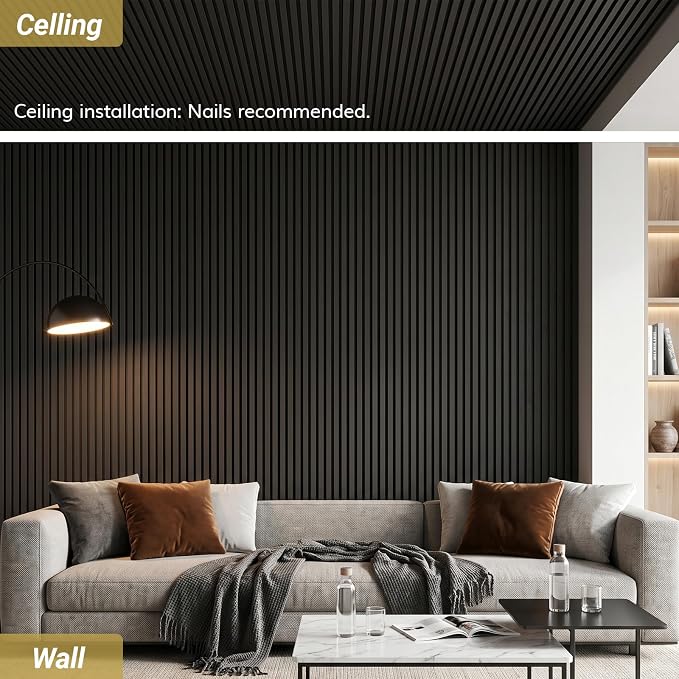TONOR 8-Pack Bilayer Acoustic Panels Large Self-adhesive, 47.2'' * 23.6'' * 0.72” Adhesive Wall Panel, Large Soundproof Tiles for Echo Absorbtion, Acoustical Barrier of Polyester Fiber, Black - Image 4