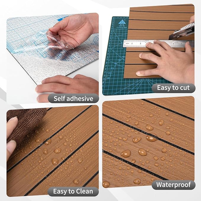 AMZDEPOT Peel and Stick Wood Panels for Wall, 6 Pack Walnut | Self-Adhesive Slat Wall Panels, PVC Thick, 3D Wood Grain Wallpaper, for Walls and Ceilings, 48"x15.75", Packed in Long Boxes - Image 5