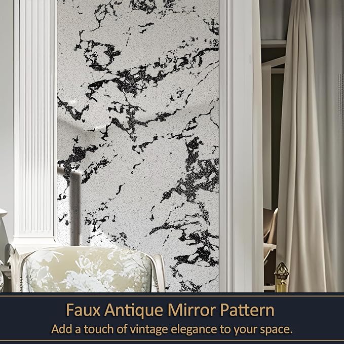LiveInUrban Vintage Foxed Paint Antique Chrome Reflective Style Wallpaper, Grunge Peel and Stick Contact Paper for Wall Furniture Vanity Dresser Home Decor, 22.83"x78.74" - Image 5