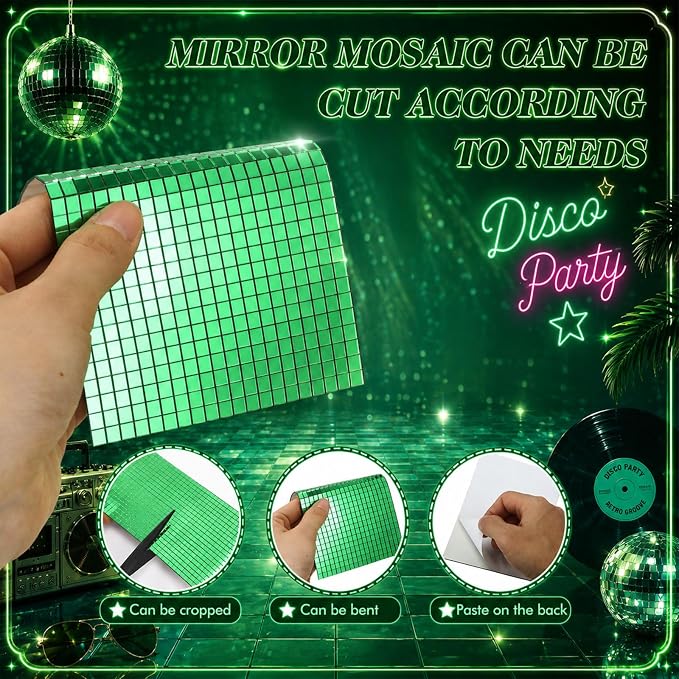 14400 Pieces Green Disco Mirror Tile Self-Adhesive Mirrors Mosaic Tile - Image 5