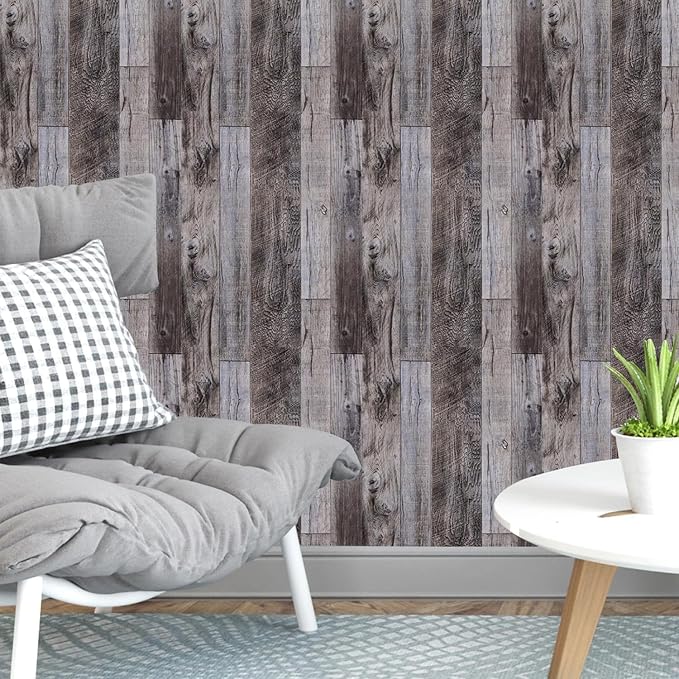 Yun-aeon Natural Wood-Gray Contact Paper Peel and Stick Wallpaper | 17.3"x 80"Self Adhesive Removable Vintage Faux Wood Wall Paper Plank Shelf Home Decoration Kitchen Counter Cover - Image 8