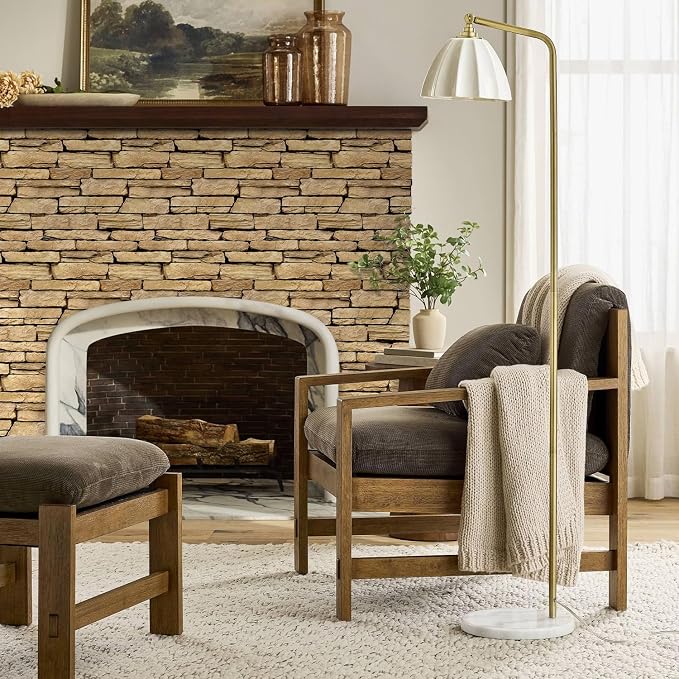 3D Peel and Stick Faux Stone Wall Panels 11.8" x 11.8" 10-Pack | Earthy Yellow, Stone-Look Textured Sticker, Thin Lightweight PVC Self Adhesive Wall Tiles for Interior Decor, Cover 9.7 sq ft - Image 9
