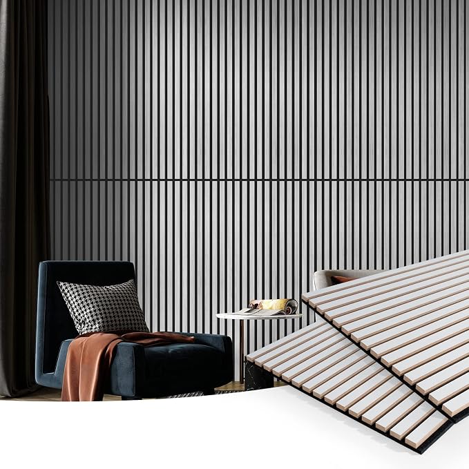 Art3d 2-Pack Fluted Acoustic Wood Slat Wall Panel, 47.2 x 23.6 Inch, Silver | Noise Control, Easy to DIY, Natural Texture, Sustainable Material, Ideal for Homeowners, Designers, for Living Room, Office - Image 2