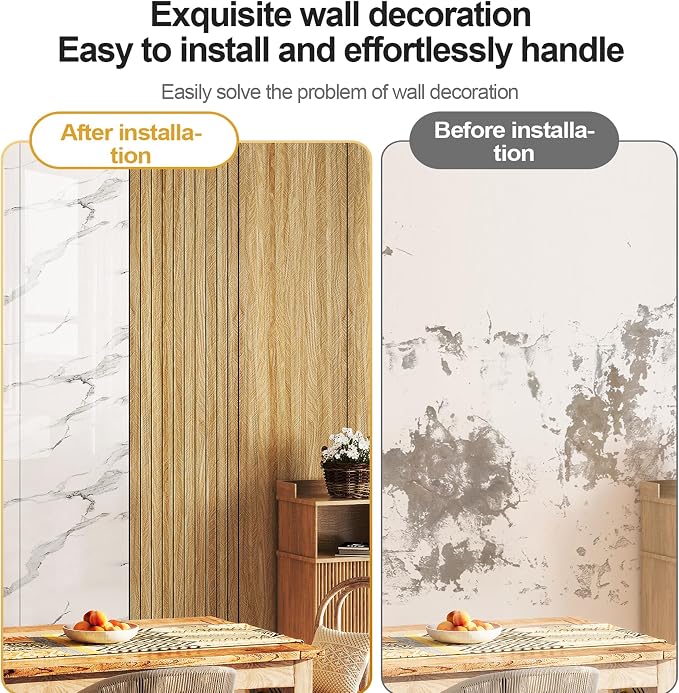 Chejiaye Peel and Stick 3D Wall Panel -23.6"x118"Soundproof Self-Adhesive Wall Sticker, Removable Thick PVC Slat Contact Paper for Kitchen Bedroom,Ceiling Wall Decoration Wood Grain (Dark Brown) - Image 7