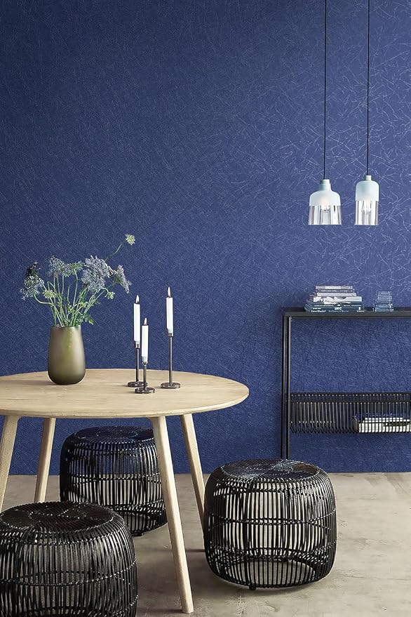 Safiyya 17.3 inch X 590 inch Wallpaper Blue Silk Textured Wallpaper Peel and Stick Modern Solid Color Wall Paper Removable Contact Paper for Walls Vinyl Rolls - Image 4