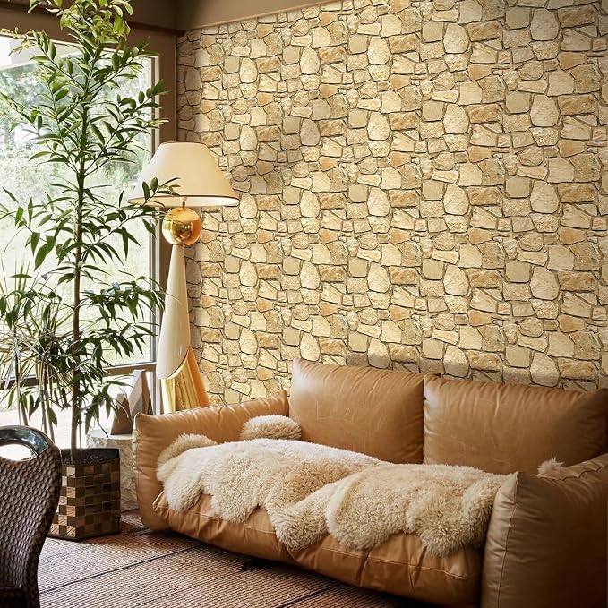 Commomy 3D Faux Stone Wall Panels Peel and Stick 10 Pcs 11.8" x 11.8" | Ultralight Thin PVC Fake Rock Wallpaper DIY Wall Covering Decorative Tiles for Kitchen Backsplash,Bedroom (Covers 9.7 sq.ft) - Image 7
