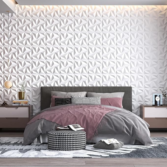 Art3d 3D Wall Panels 100 Pack, 11.8" x 11.8" (97 Sq.ft) PVC Wall Panels - Glue Up Panels Wall Decor for Living Room, Bedroom, Office, White - Image 7