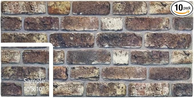 Dundee Deco 3D Wall Panels Faux Brick - Cladding Grey Brown Stone Look Wall Paneling, Styrofoam, Sample, Size 10 x 10 in. by DundeeDeco