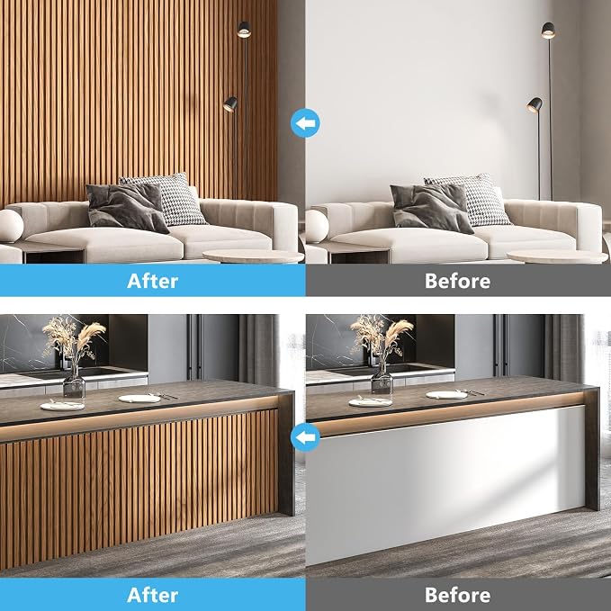 Art3d Wood Slat Wall Panels, Fluted MDF, 6-Pack, 94.6 x 7.4 in,Teak | 3D Textured Panels for Accent Walls, Ideal for Living rooms, Bedrooms, Offices, Entryways and Studios - Image 3
