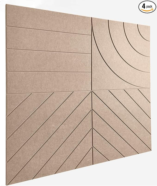 21.65" Large Square Acoustic Panels 4-Pack - Sound Absorbing Wall Panels, Noise Reducing Soundproof Decorative Felt Tiles for Home Office, Studio, Living Room - Camel by DesignerManufacturerofInnovativeBulletinBoardSolutionsforHomeOffice