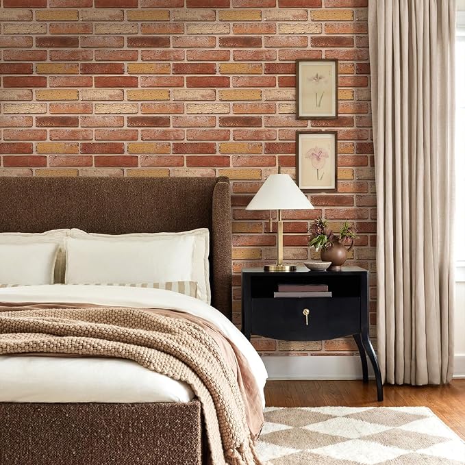 Commomy 3D Faux Brick Peel and Stick Wall Sticker - 10pcs 15.74" x 11.8" | Ultralight Thin PVC 3D Wall Panels Fake Brick Wallpaper Tiles for Home Office,Living Room Quick DIY Wall Decor(12.92 sq.ft) - Image 6
