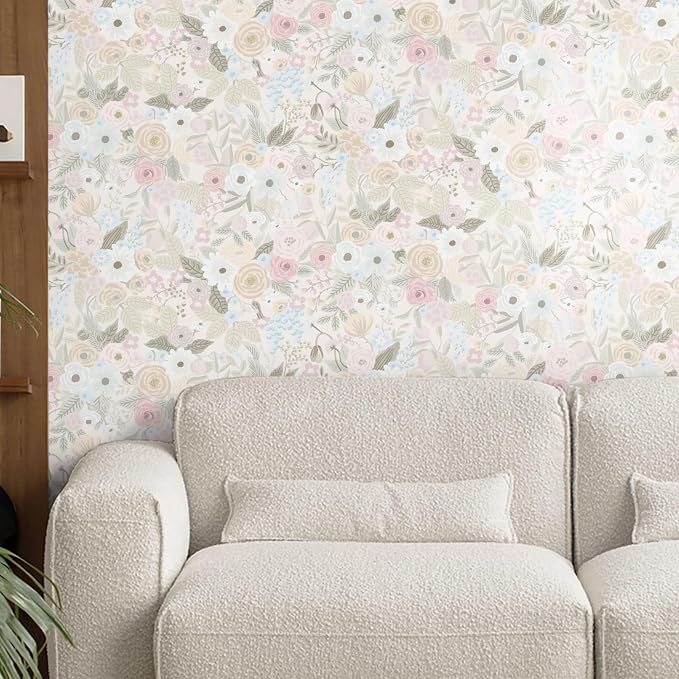 Ismoon Peel and Stick Wallpaper Floral Boho Pink Wallpaper Watercolor Leaf Flowers Contact Paper Removable Self-Adhesive Wall Paper for Bedroom Cabinets and Drawers Decor 17.3inx393in - Image 3